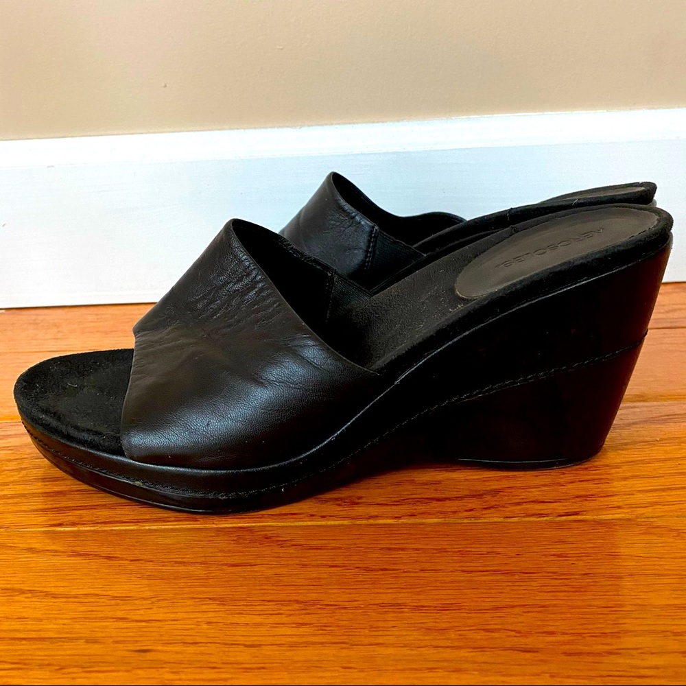 Aerosoles Black 90s Sandal Slide Wedges